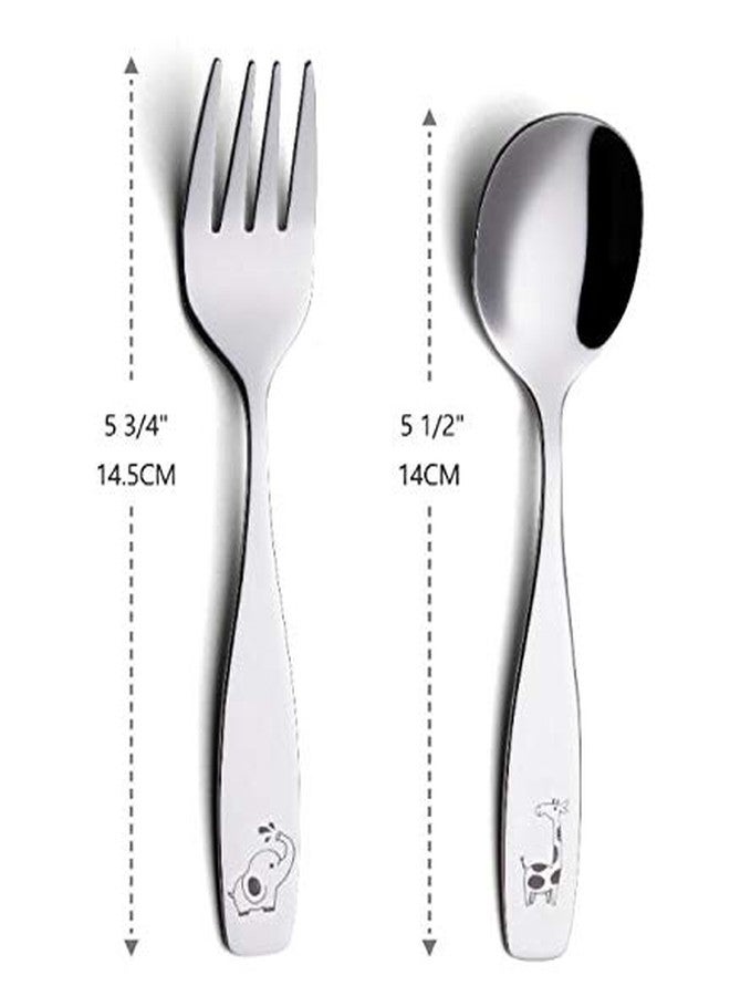 ANNOVA Kids Silverware 12 Pieces Children's Safe Flatware Set Stainless Steel - 6 x Children Forks, 6 x Dinner Spoons, Toddler Utensils, for Lunchbox (Safari Animals Etched Elephant, Giraffe, Lion) - Image 5